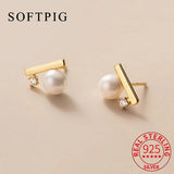 925 Silver Zircon Pearl Stud Earrings Women Party Jewelry