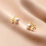 925 Silver Zircon Pearl Stud Earrings Women Party Jewelry