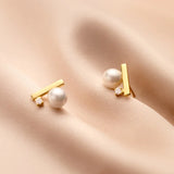 925 Silver Zircon Pearl Stud Earrings Women Party Jewelry