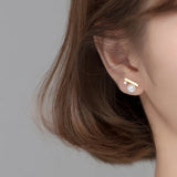 925 Silver Zircon Pearl Stud Earrings Women Party Jewelry