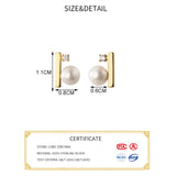 925 Silver Zircon Pearl Stud Earrings Women Party Jewelry