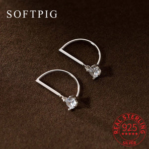925 Silver Zircon Stud Earrings Women Party Jewelry
