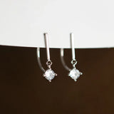 925 Silver Zircon Stud Earrings Women Party Jewelry