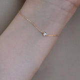 925 Silver Zircon Round 14K Plated Bracelet for Women