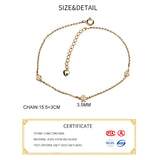 925 Sterling Silver Zircon Round Charm Bracelet 14K Plated Women Party Jewelry