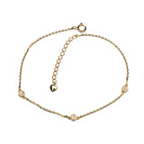 925 Sterling Silver Zircon Round Charm Bracelet 14K Plated Women Party Jewelry