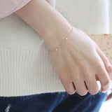 925 Sterling Silver Zircon Round Charm Bracelet 14K Plated Women Party Jewelry