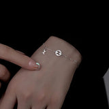 925 Silver Zircon Letter Chain Bracelet Women Fine Jewelry