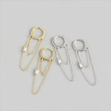 925 Sterling Silver Zircon Tassel Hoop Earrings for Women Accessories