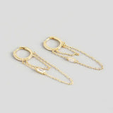 925 Sterling Silver Zircon Tassel Hoop Earrings for Women Accessories
