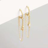 925 Sterling Silver Zircon Tassel Hoop Earrings for Women Accessories