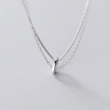 925 Silver Zircon Double Chain Choker Necklace Women Hiphop Jewelry