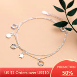 925 Sterling Silver Zircon Star Bracelet for Women Party Jewelry Gift