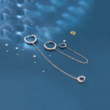 925 Silver Zircon Tassel Hoop Earrings Geometry Party Jewelry