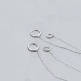 925 Silver Zircon Tassel Hoop Earrings Geometry Party Jewelry