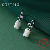 925 Silver Zircon Shell Flower Stud Earrings Women Party Jewelry