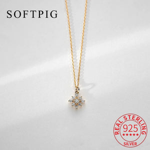 925 Silver Zircon Snowflakes Choker 14K Necklace For Women