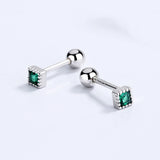 925 Silver Zircon Square Stud Earrings Classic Jewelry