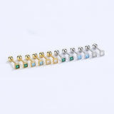 925 Silver Zircon Square Stud Earrings Classic Jewelry