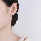 925 Silver Zircon Square Stud Earrings Classic Jewelry