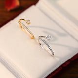 925 Silver Zircon Star Ring Women Fine Jewelry Adjustable Minimalist Accessory