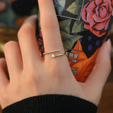 925 Silver Zircon Star Ring Women Fine Jewelry Adjustable Minimalist Accessory