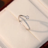 925 Silver Zircon Star Ring Women Fine Jewelry Adjustable Minimalist Accessory