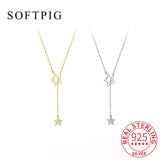 925 Silver Zircon Tassel Choker Necklace Star Charm Women Jewelry