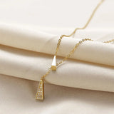 925 Silver Zircon Tassel Triangle Pendant Necklace for Women