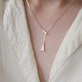 925 Silver Zircon Tassel Triangle Pendant Necklace for Women