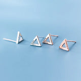 925 Silver Zircon Triangle Stud Earrings Fine Jewelry for Women