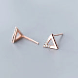 925 Silver Zircon Triangle Stud Earrings Fine Jewelry for Women