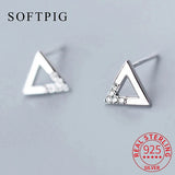 925 Silver Zircon Triangle Stud Earrings Fine Jewelry for Women
