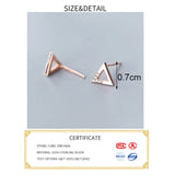925 Silver Zircon Triangle Stud Earrings Fine Jewelry for Women
