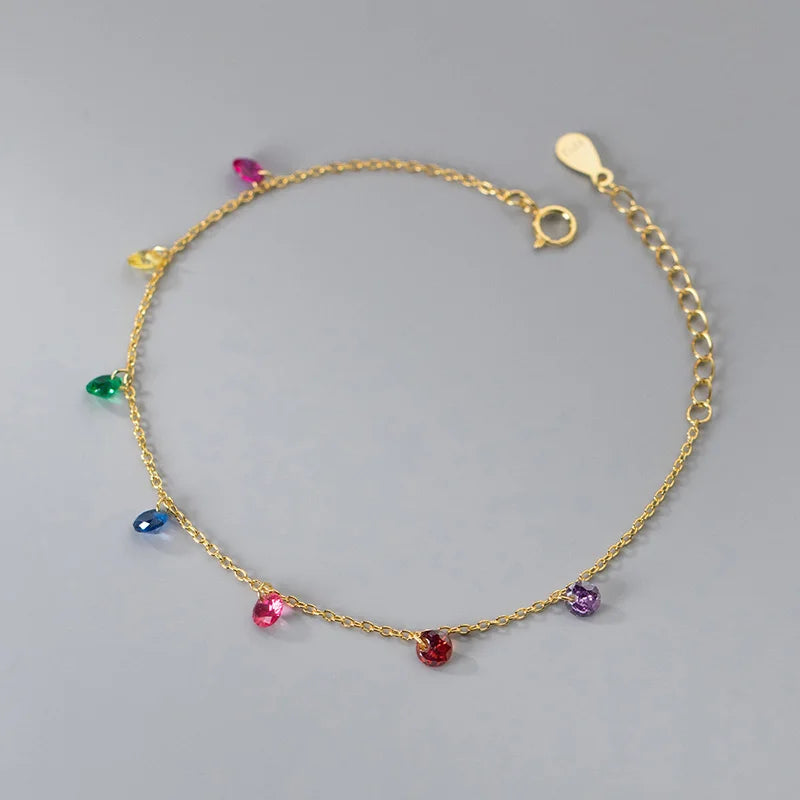925 Silver Zircon Water Drop Bracelet Classic Fine Jewelry Women