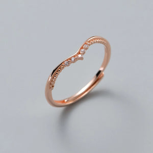 925 Sterling Silver Zircon Wave Adjustable Ring for Women
