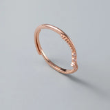 925 Sterling Silver Zircon Wave Adjustable Ring for Women