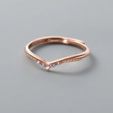 925 Sterling Silver Zircon Wave Adjustable Ring for Women