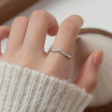 925 Sterling Silver Zircon Wave Adjustable Ring for Women
