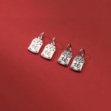 925 Sterling Thai Silver Geometric Letter Square Animal Charms Jewelry