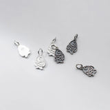 925 Sterling Thai Silver Geometric Letter Square Animal Charms Jewelry