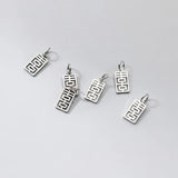 925 Sterling Thai Silver Geometric Letter Square Animal Charms Jewelry
