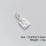 925 Sterling Thai Silver Geometric Letter Square Animal Charms Jewelry