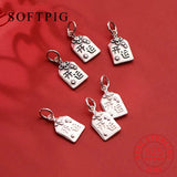 925 Sterling Thai Silver Geometric Letter Square Animal Charms Jewelry