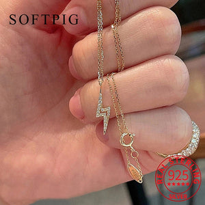 S925 Silver Lightning Zircon Choker Necklace Women Jewelry