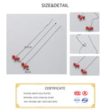 Long Chain Tassel Red Bead Drop Earrings 925 Sterling Silver