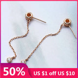 925 Sterling Silver Drop Earrings Crystal Jewelry for Women