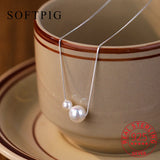 925 Silver Bead Pearl Choker Necklace Women Charm Jewelry Geometric Accessory