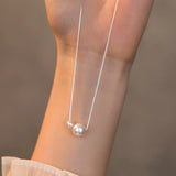 925 Silver Bead Pearl Choker Necklace Women Charm Jewelry Geometric Accessory