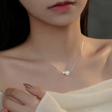 925 Silver Bead Pearl Choker Necklace Women Charm Jewelry Geometric Accessory